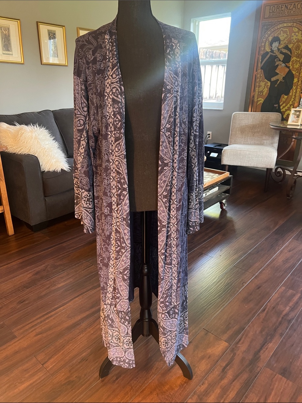 Lucky brand, light and airy handkerchief print kimono/duster OS